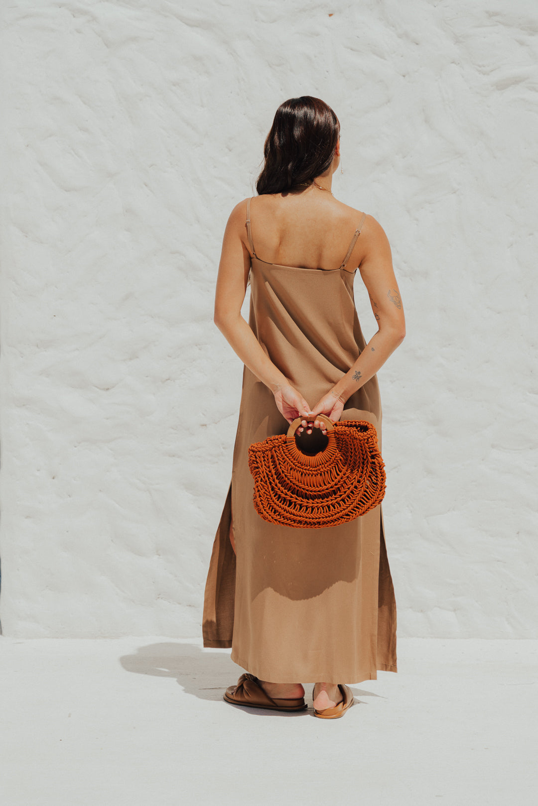 Vestido Longo Fenda Cappuccino
