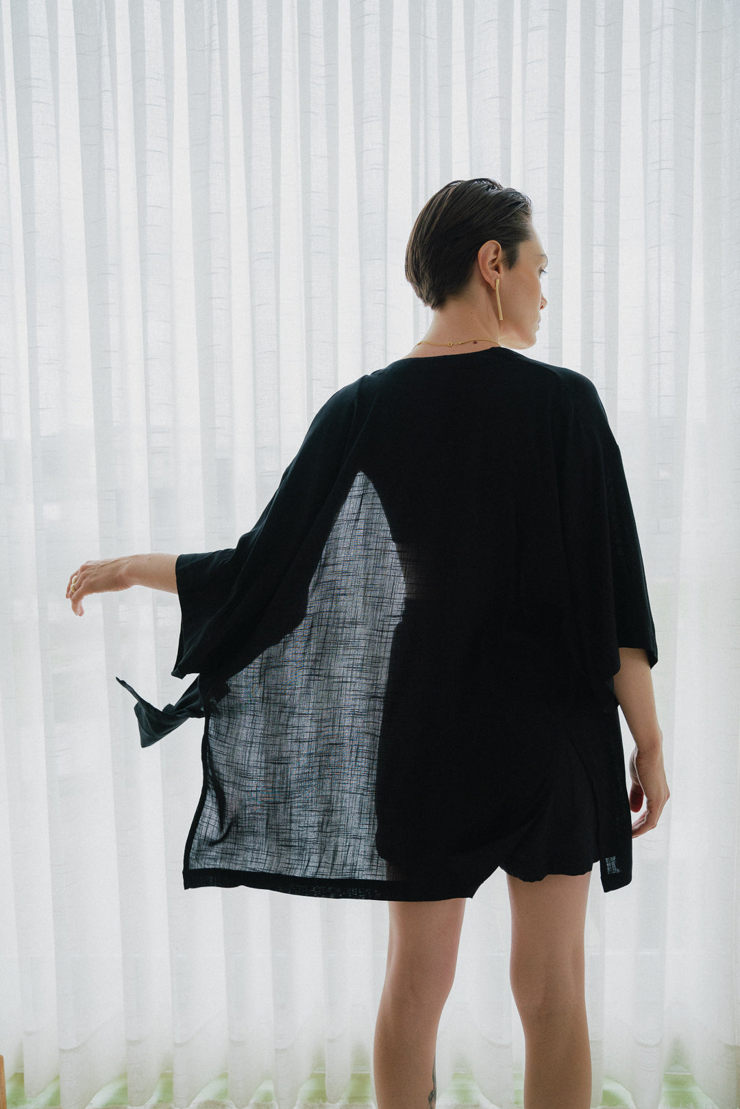 Kimono Reto Fenda Preto