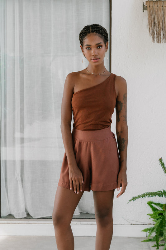 Shorts Bolso Café