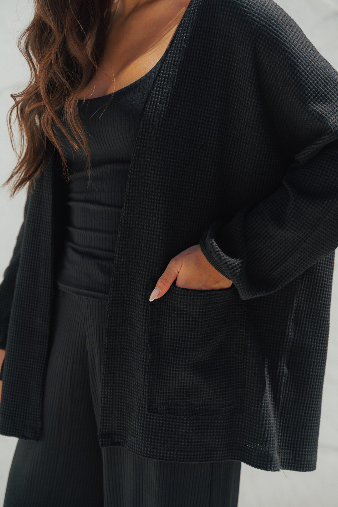 Casaco Amplo Tricot Preto