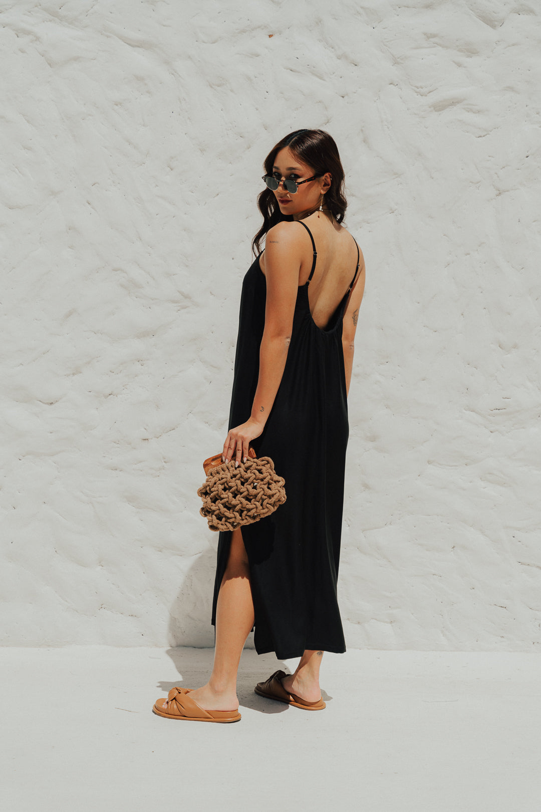 Vestido Longo Quadrado Preto