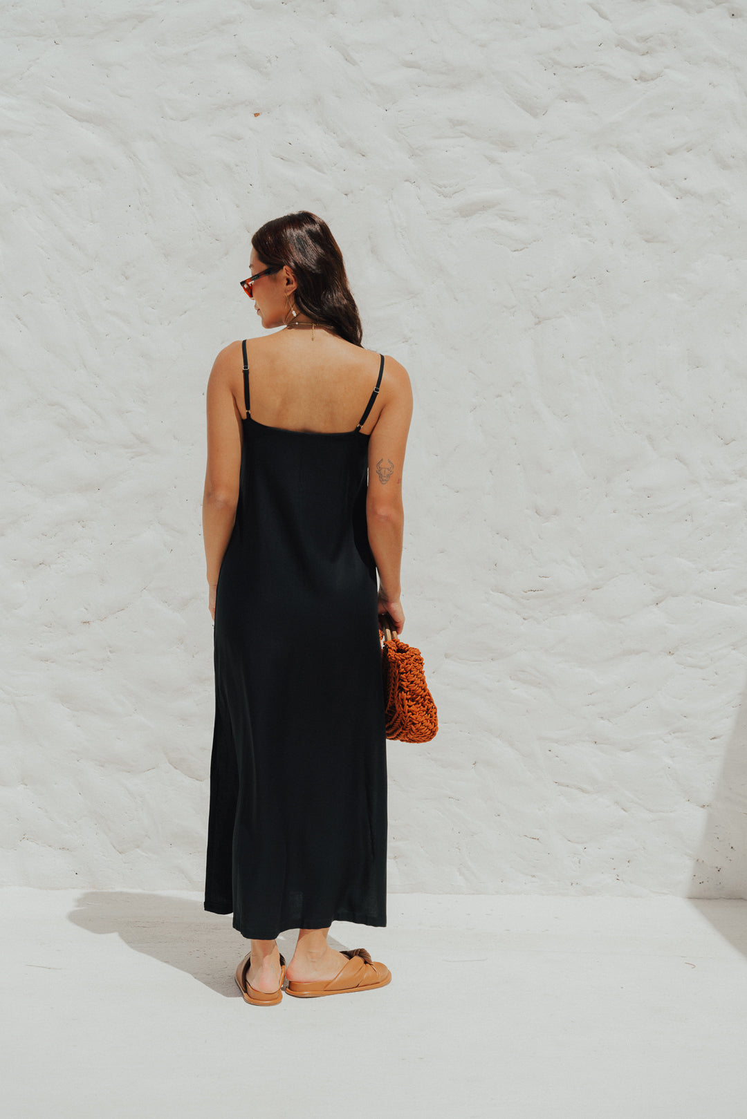 Vestido Longo Fenda Preto