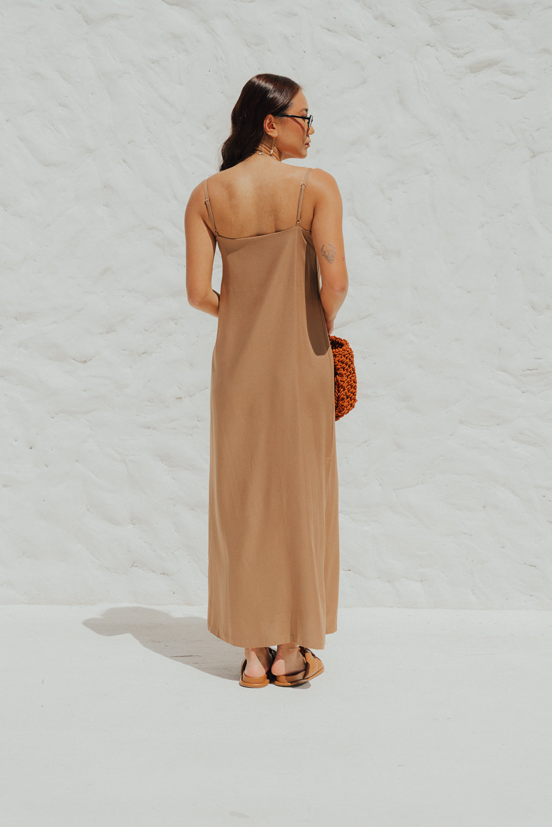 Vestido Longo Fenda Cappuccino