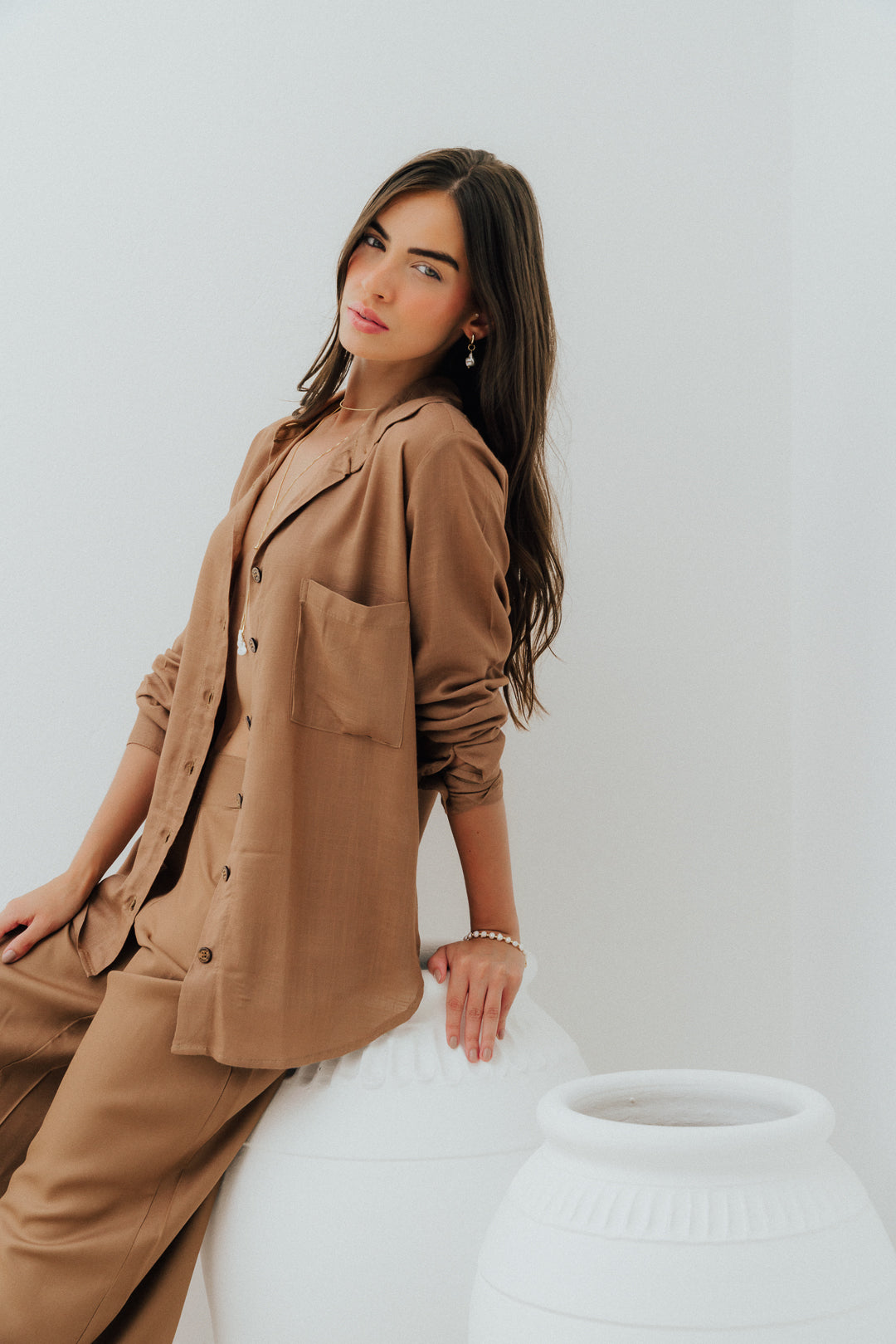 Camisa Fenda M/L Cappuccino