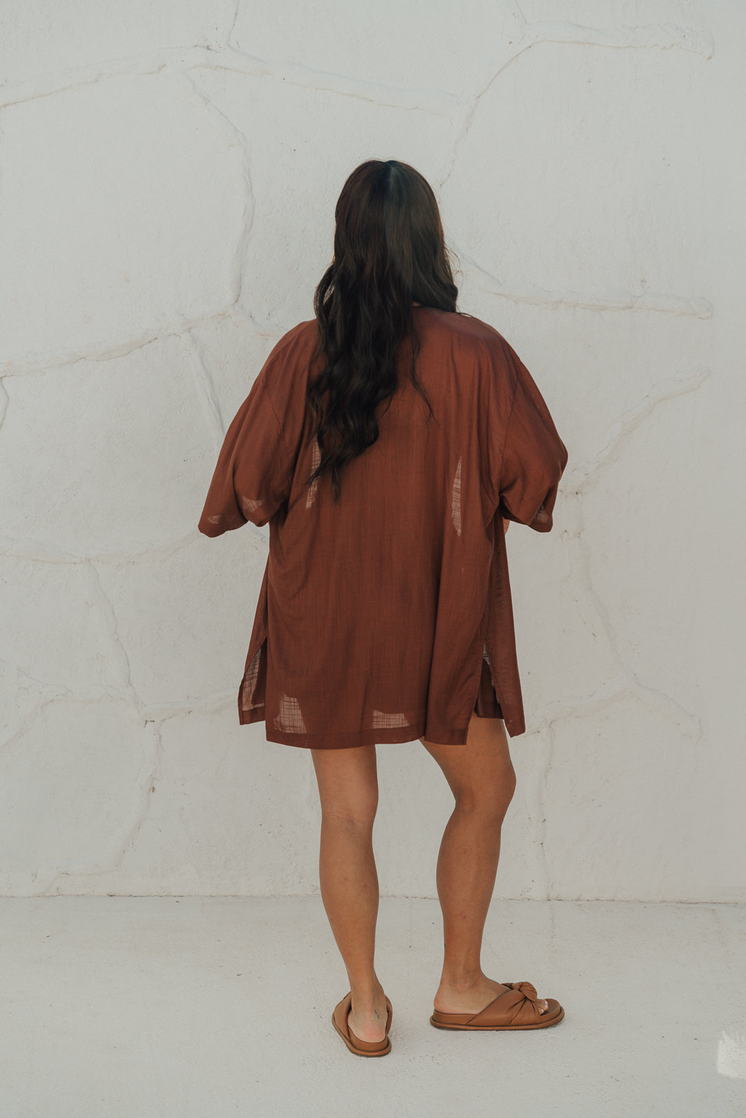 Kimono Reto Fenda Café
