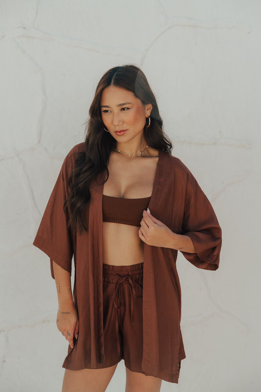 Kimono Reto Fenda Café