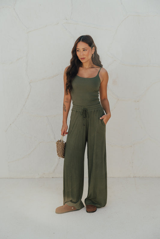 Pantalona Laço Canelado Oliva