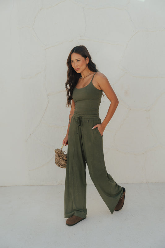 Pantalona Laço Canelado Oliva