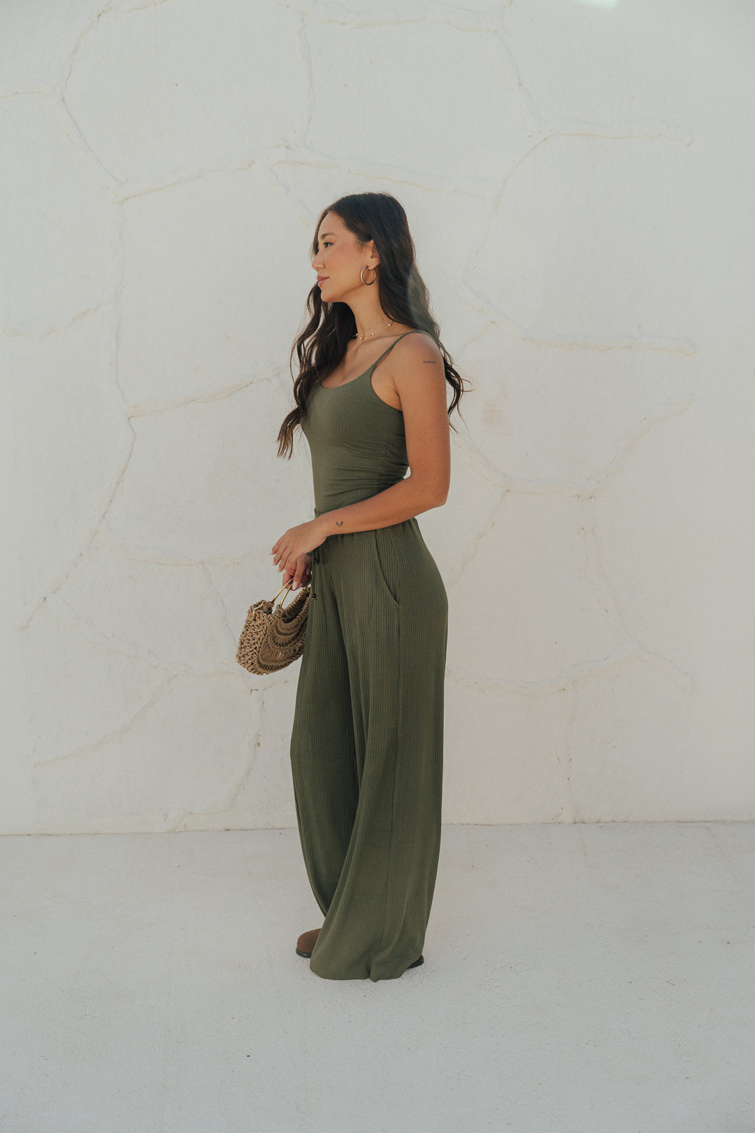 Pantalona Laço Canelado Oliva