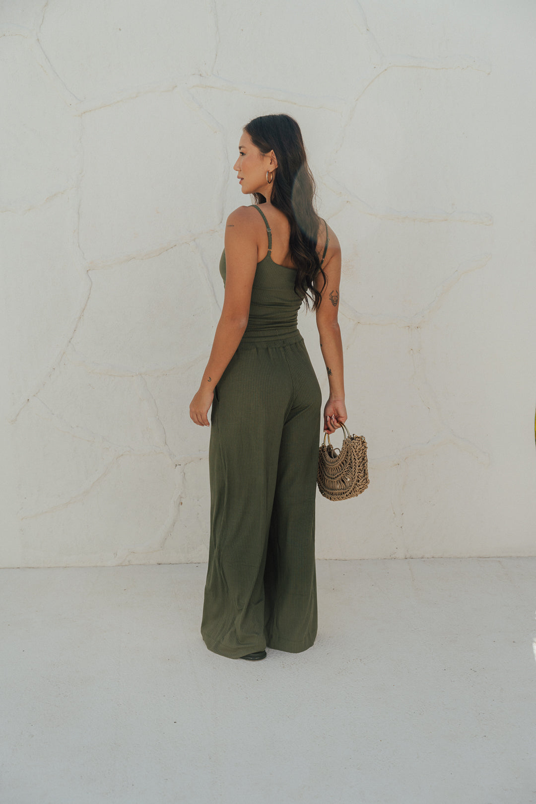 Pantalona Laço Canelado Oliva