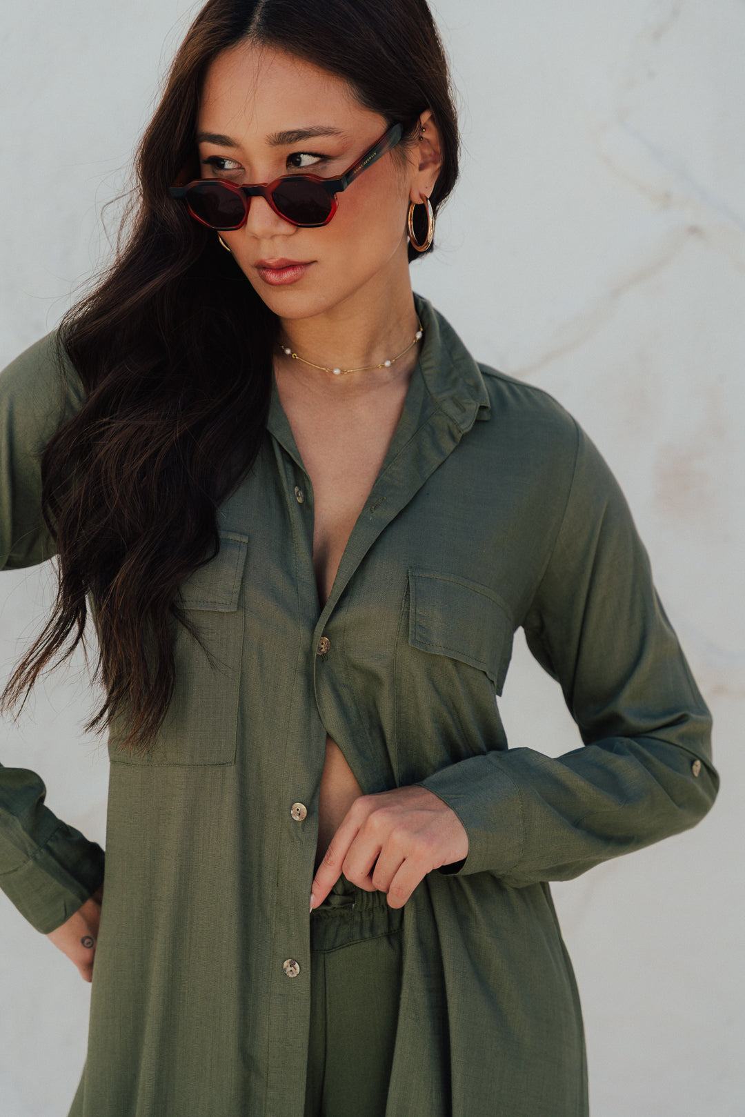 Chemise Botão Oliva