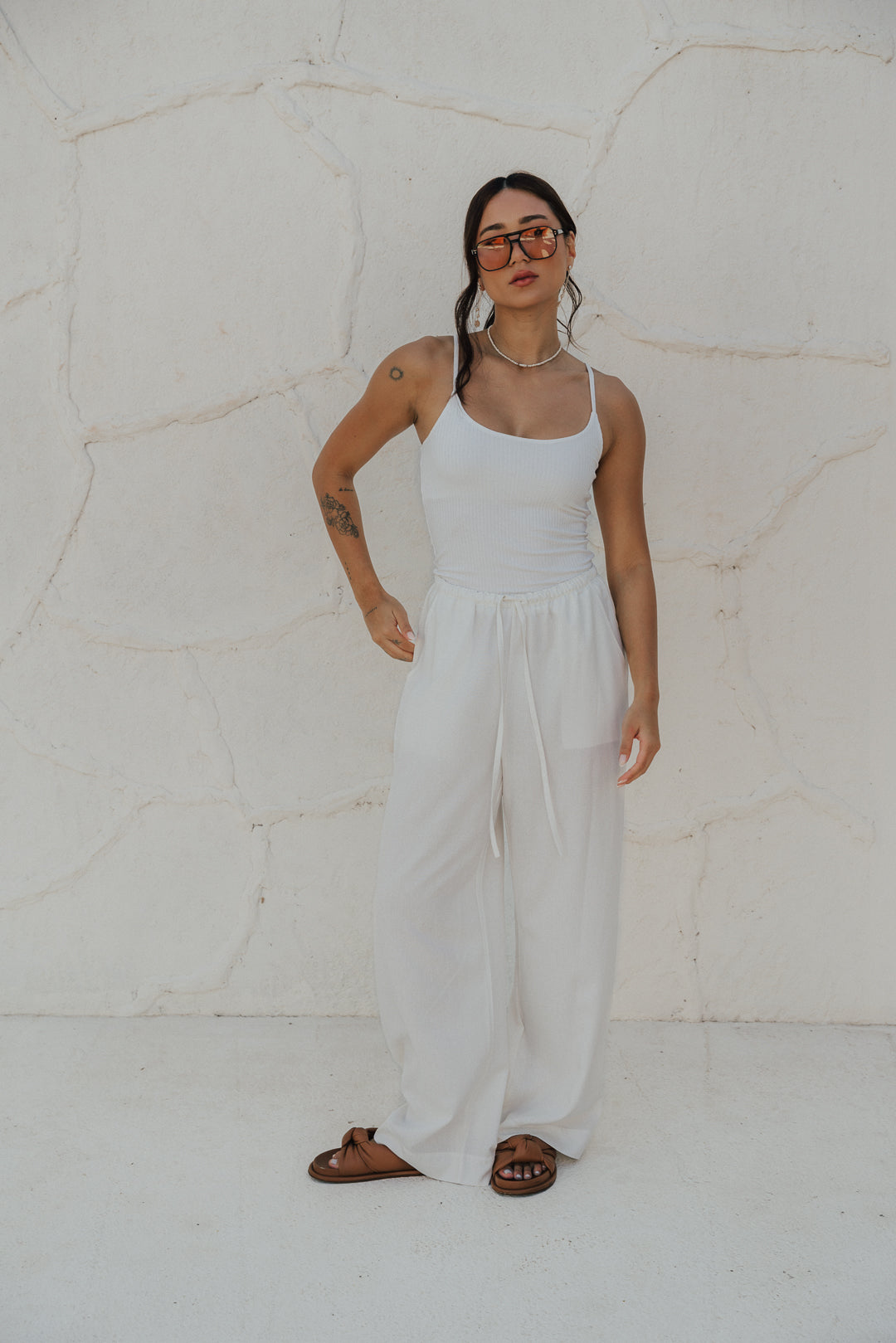 Regata Alça Canelada Off White