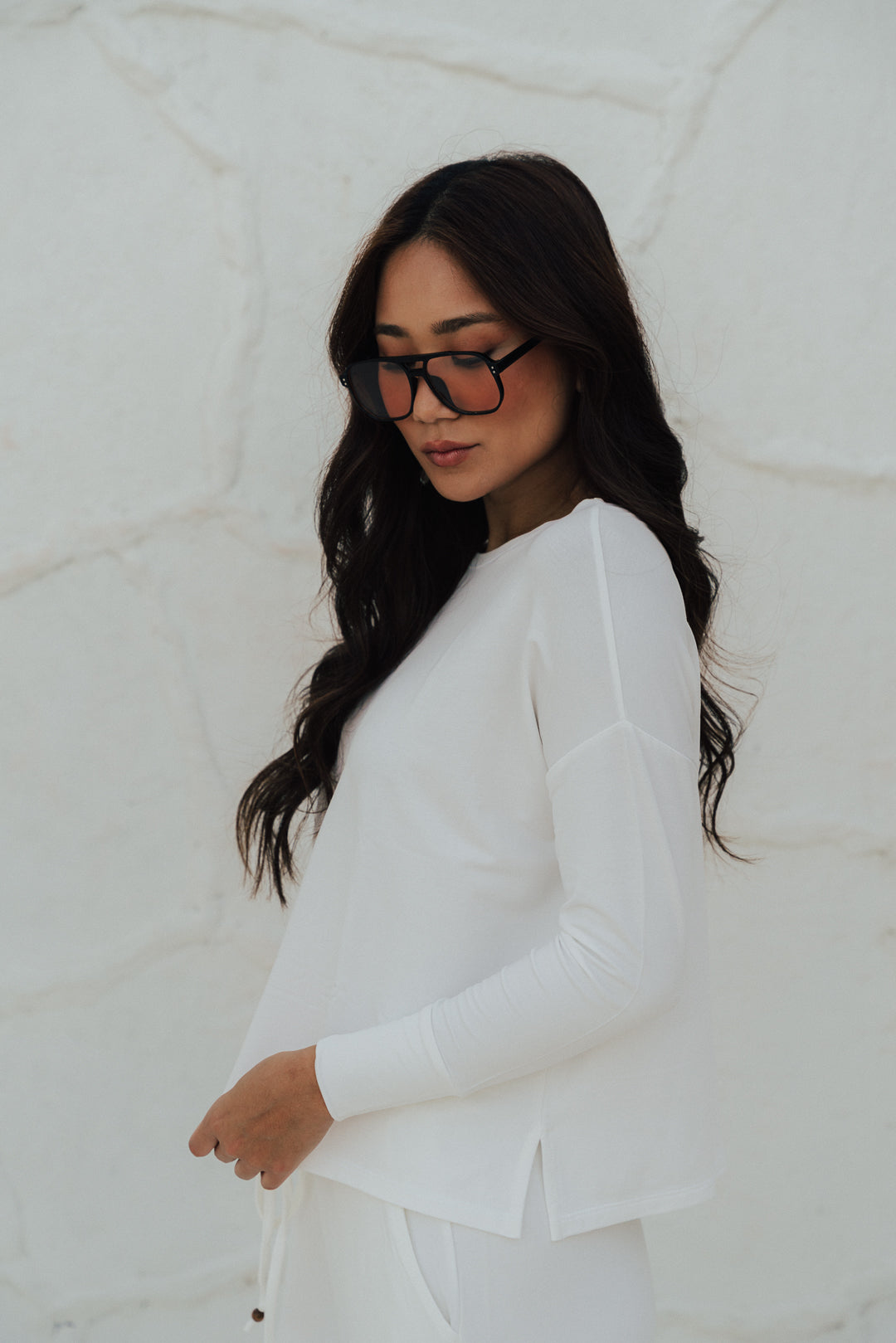 Blusa Quadrada Fenda Moletinho Off White