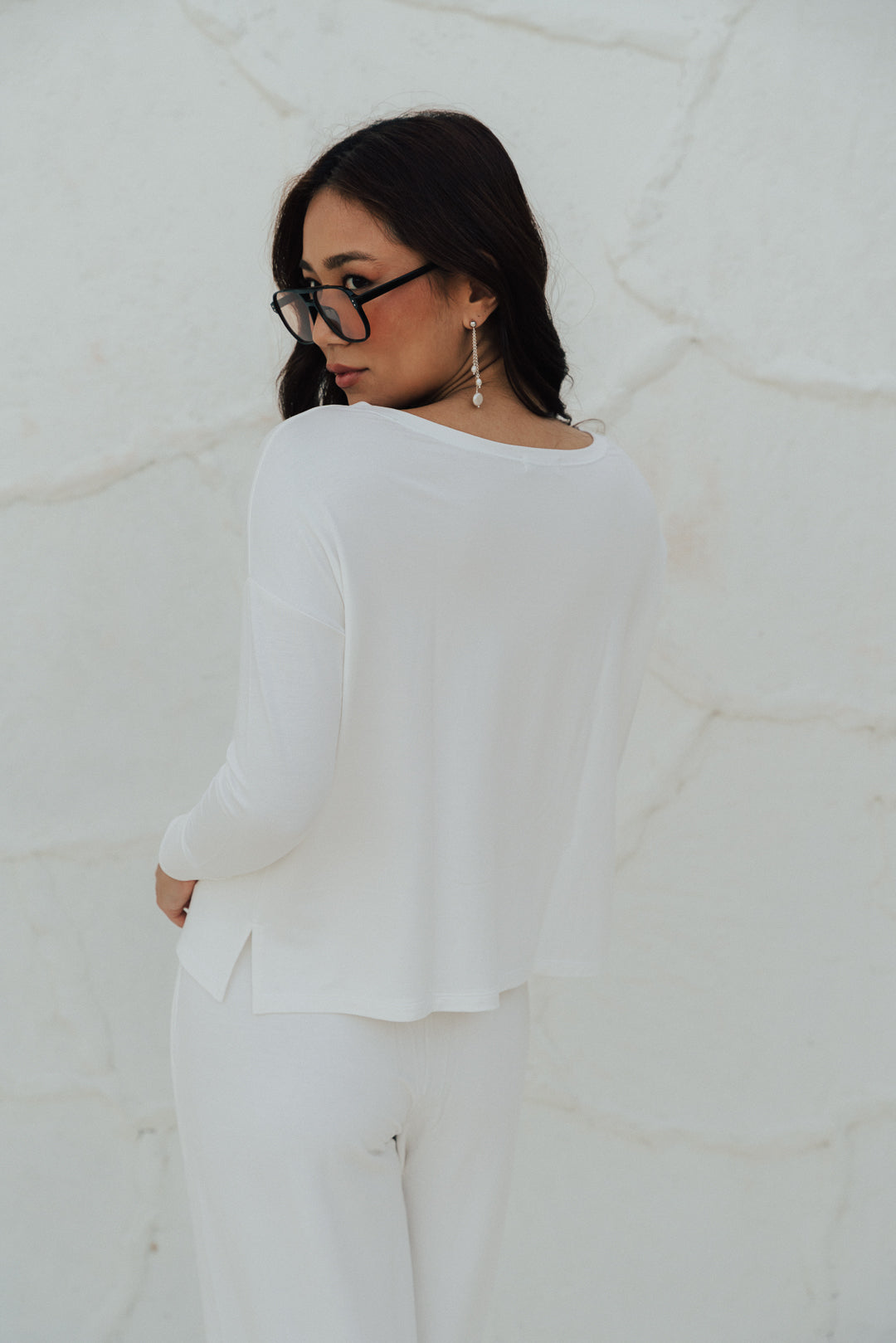 Blusa Quadrada Fenda Moletinho Off White