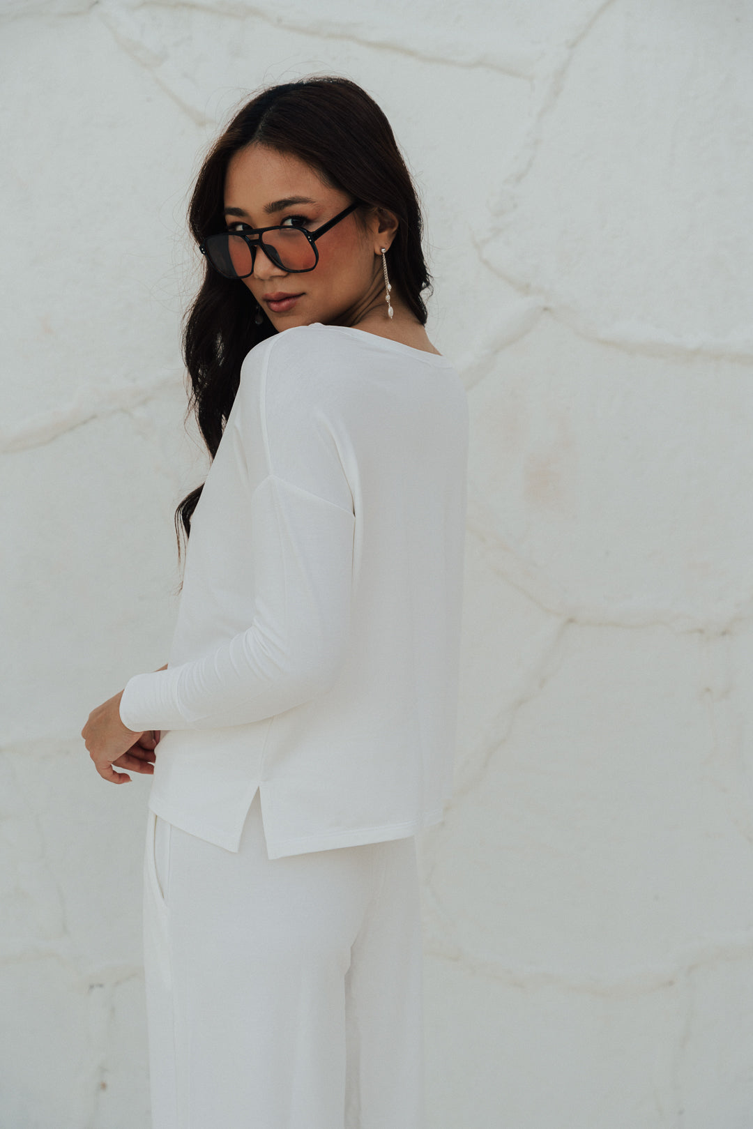 Blusa Quadrada Fenda Moletinho Off White