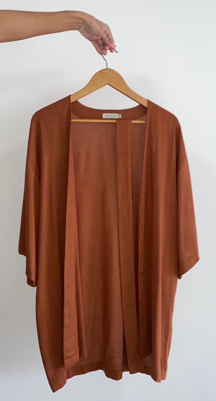 Kimono Reto Faixa Camel